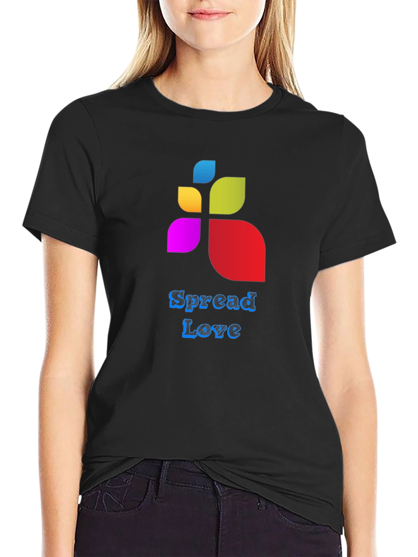 Spread Love Graphic Tee - Black Cotton Blend