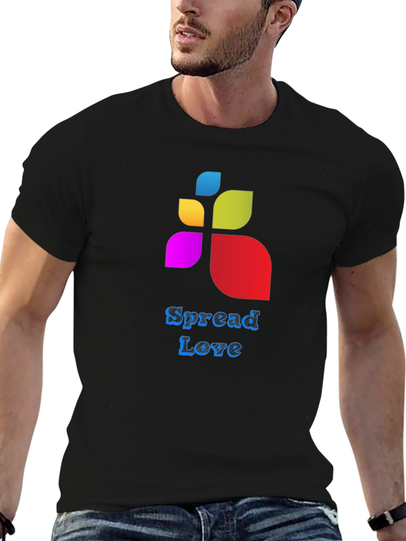 Spread Love Graphic Tee - Black Cotton Blend