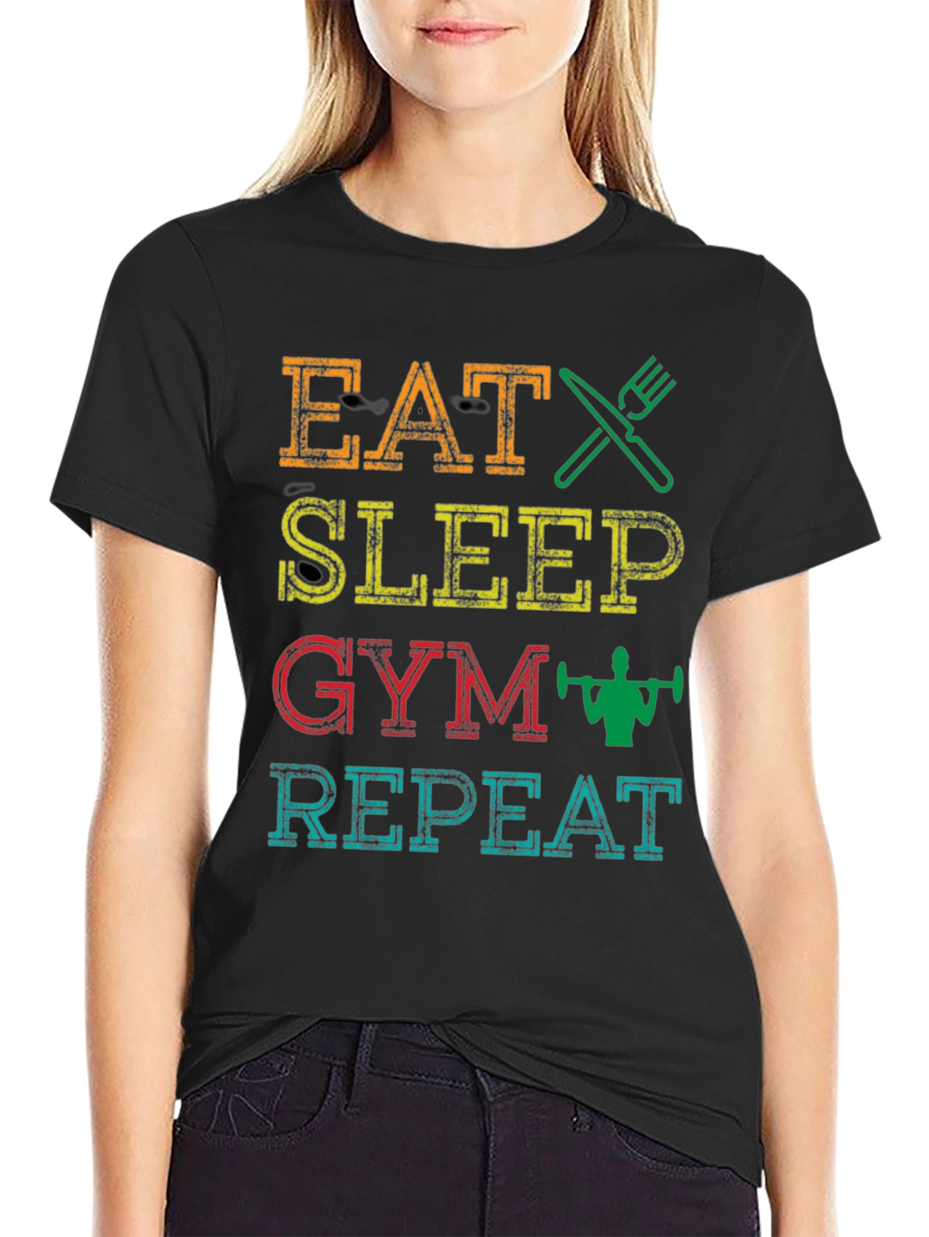 Eat Sleep Gym Repeat Graphic T-Shirt