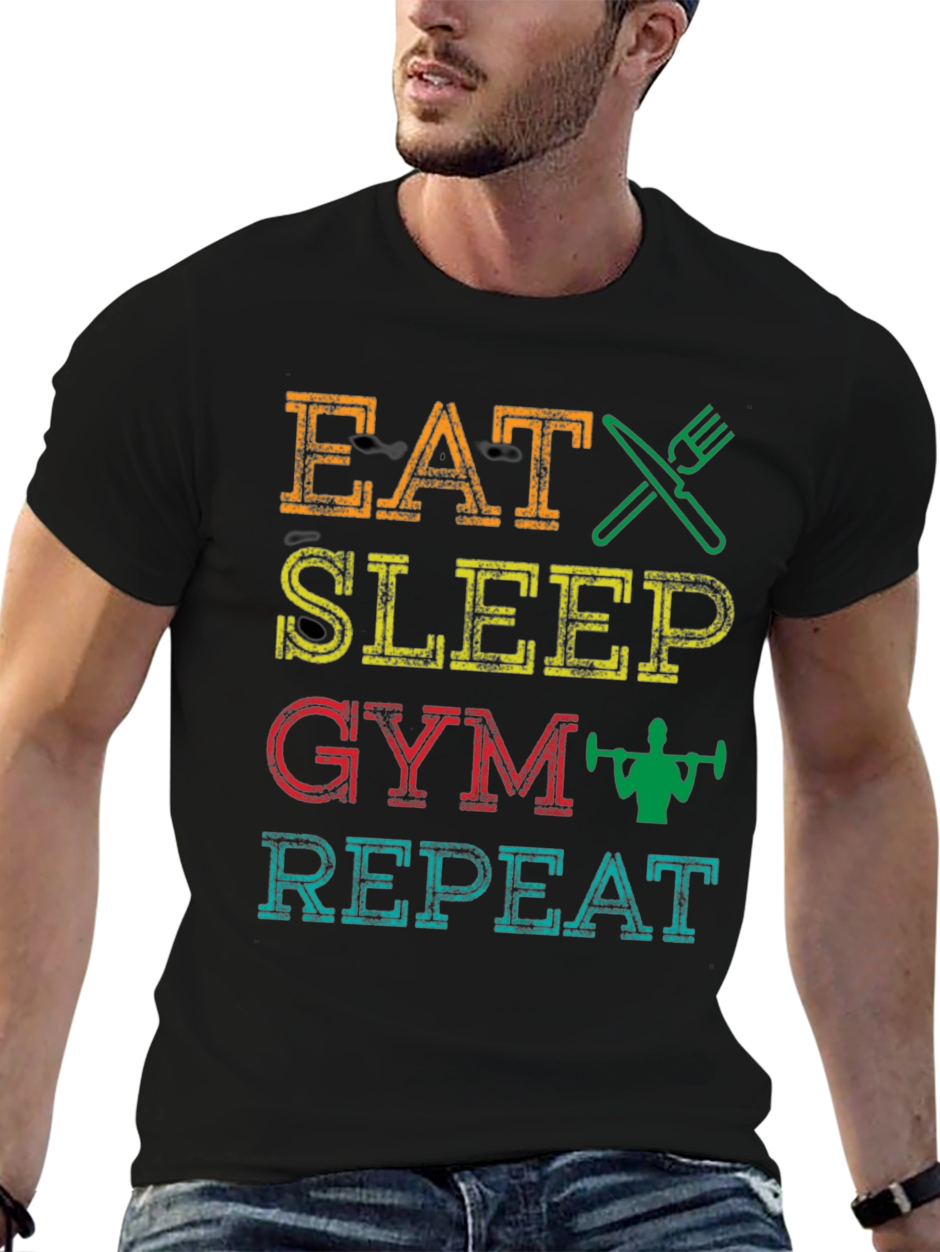 Eat Sleep Gym Repeat Graphic T-Shirt