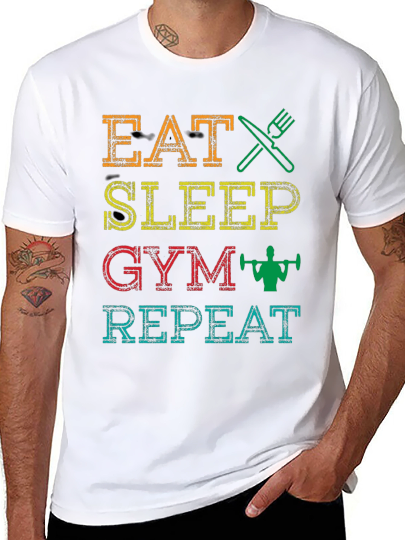 Eat Sleep Gym Repeat Graphic T-Shirt
