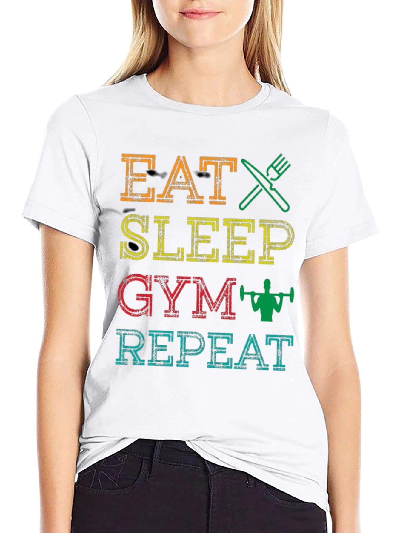 Eat Sleep Gym Repeat Graphic T-Shirt