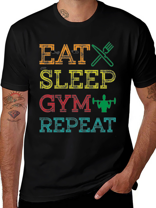Eat Sleep Gym Repeat Graphic T-Shirt
