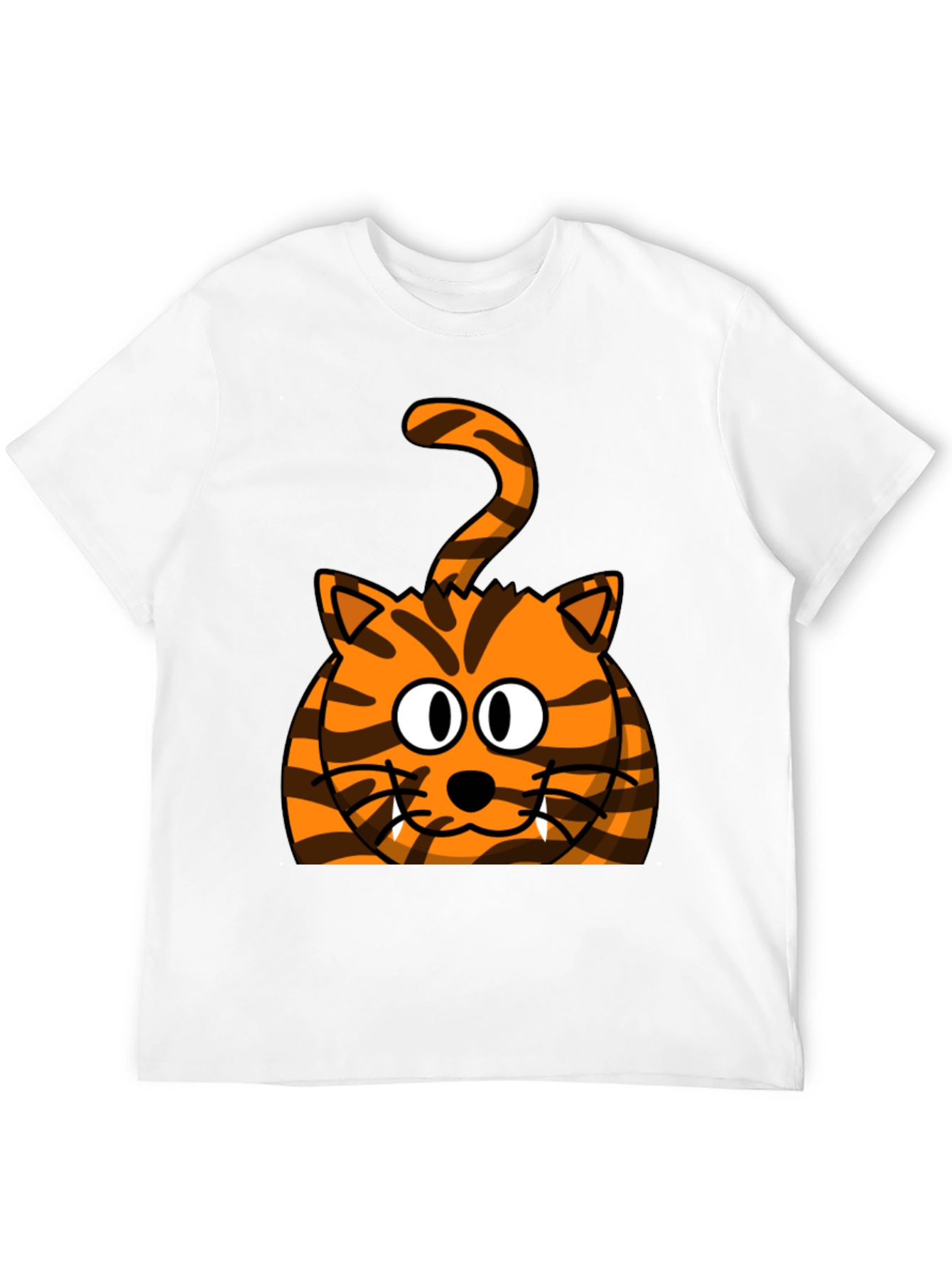 Cartoon Tiger Graphic Tee - Black Cotton T-Shirt