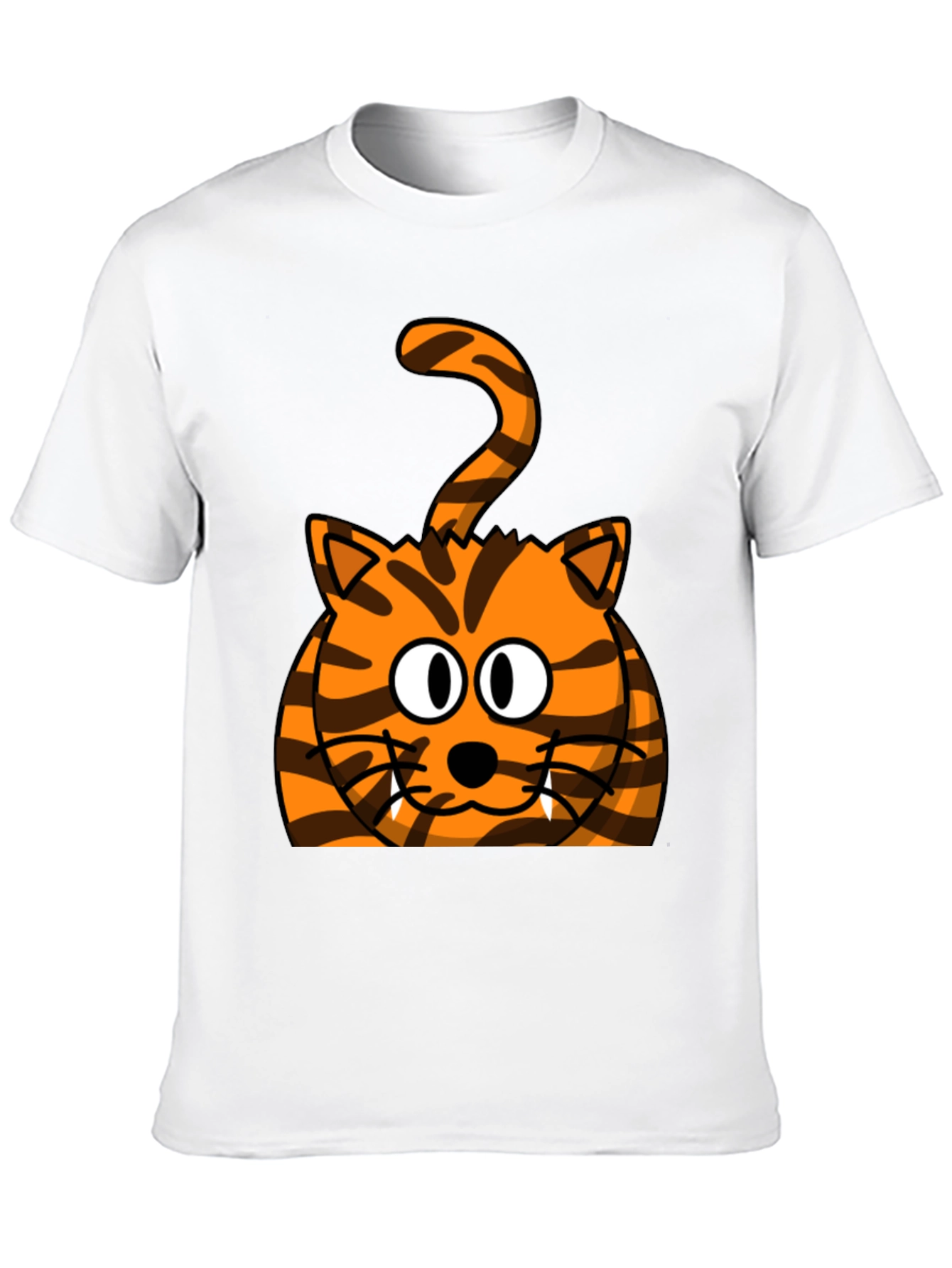 Cartoon Tiger Graphic Tee - Black Cotton T-Shirt