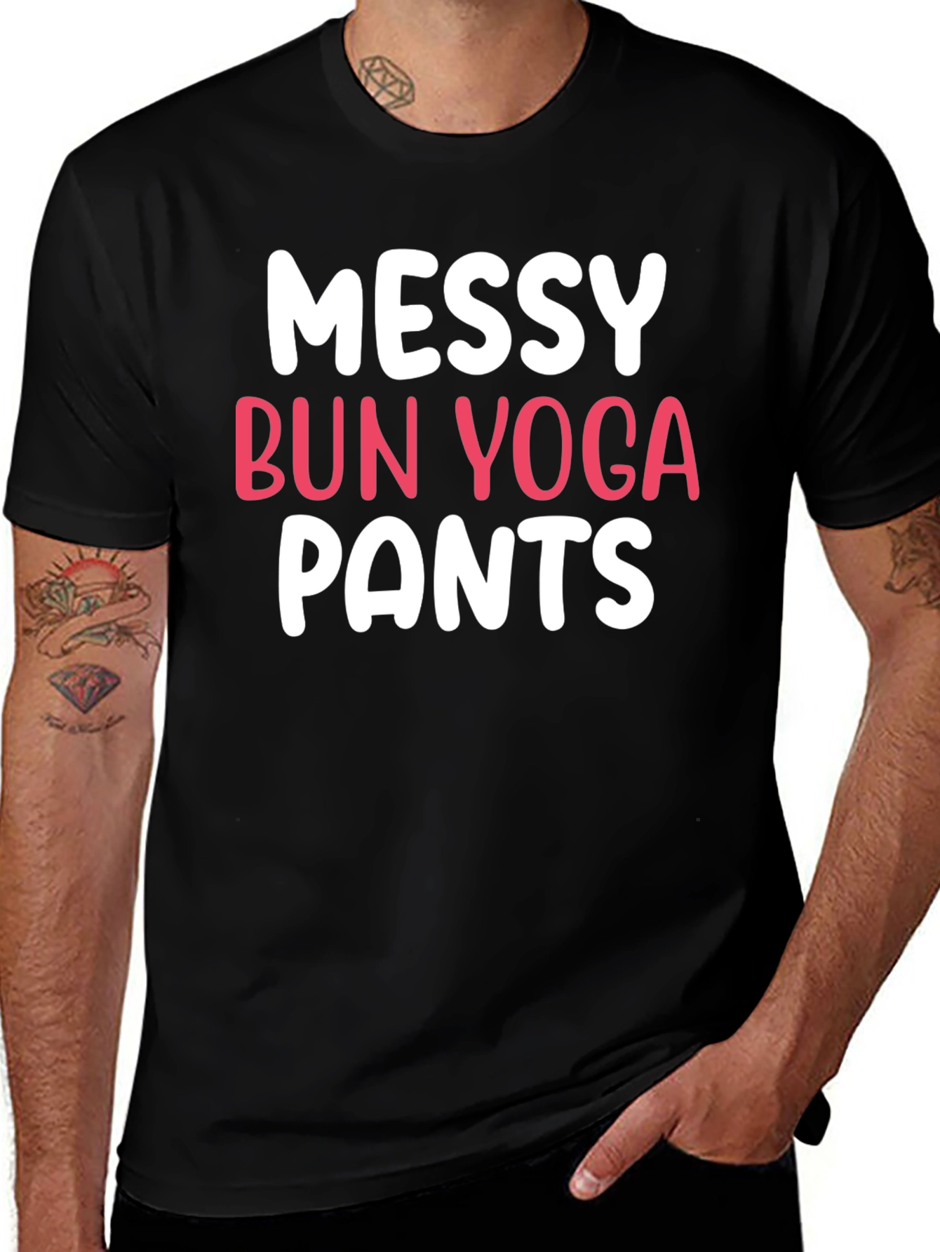 Messy Bun Yoga Pants Graphic T-Shirt