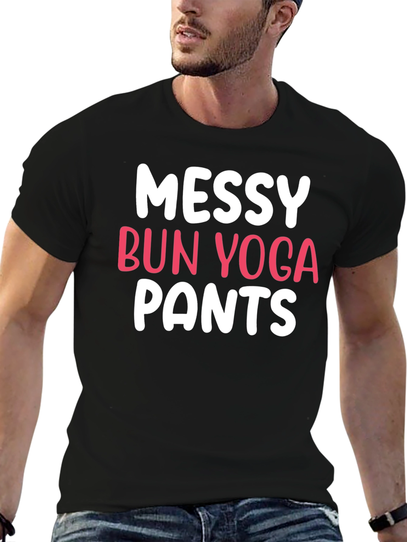 Messy Bun Yoga Pants Graphic T-Shirt