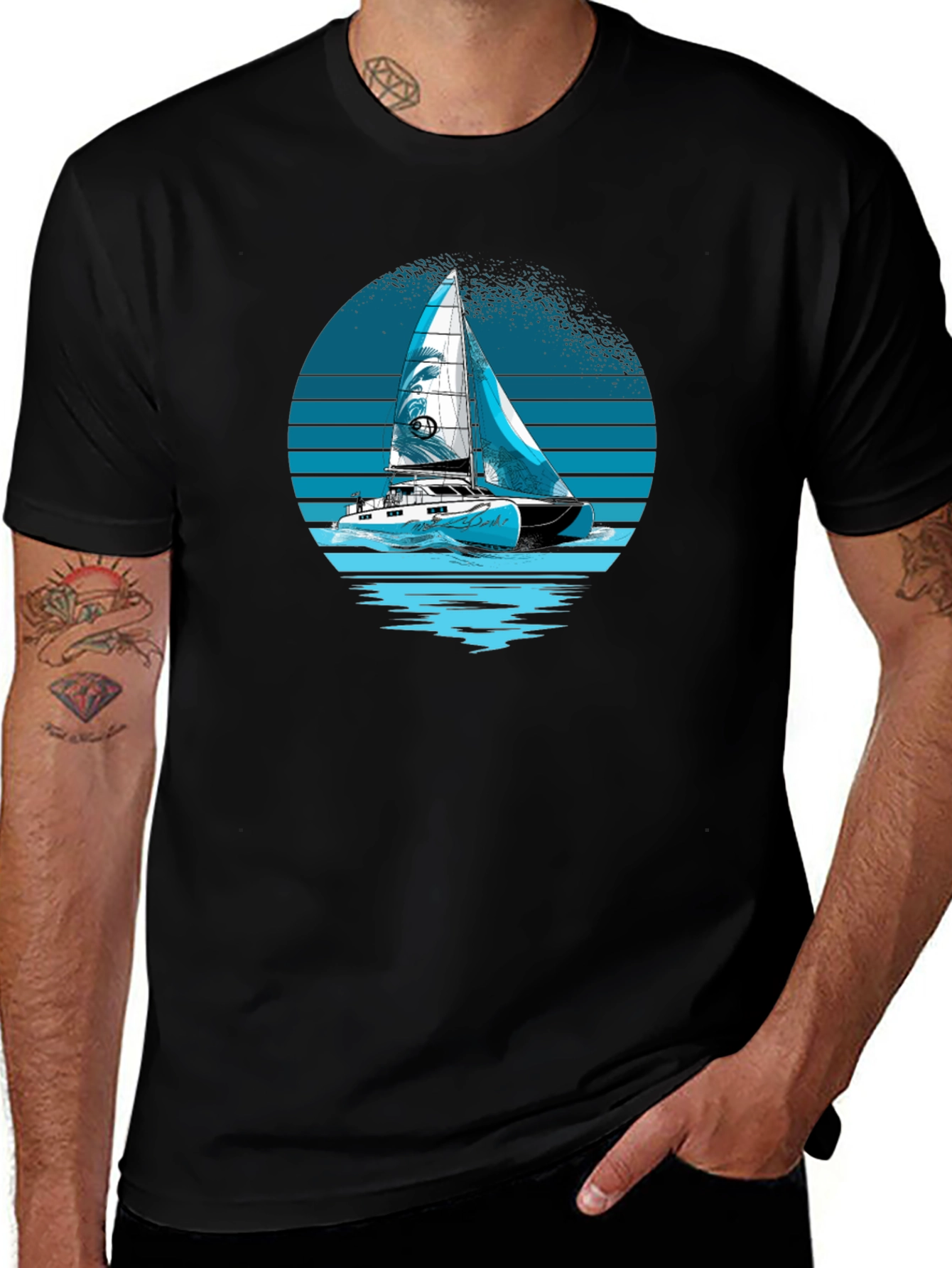 Sailing T-Shirt - Black Nautical Graphic Tee