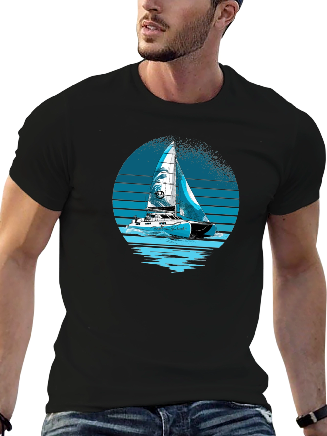 Sailing T-Shirt - Black Nautical Graphic Tee