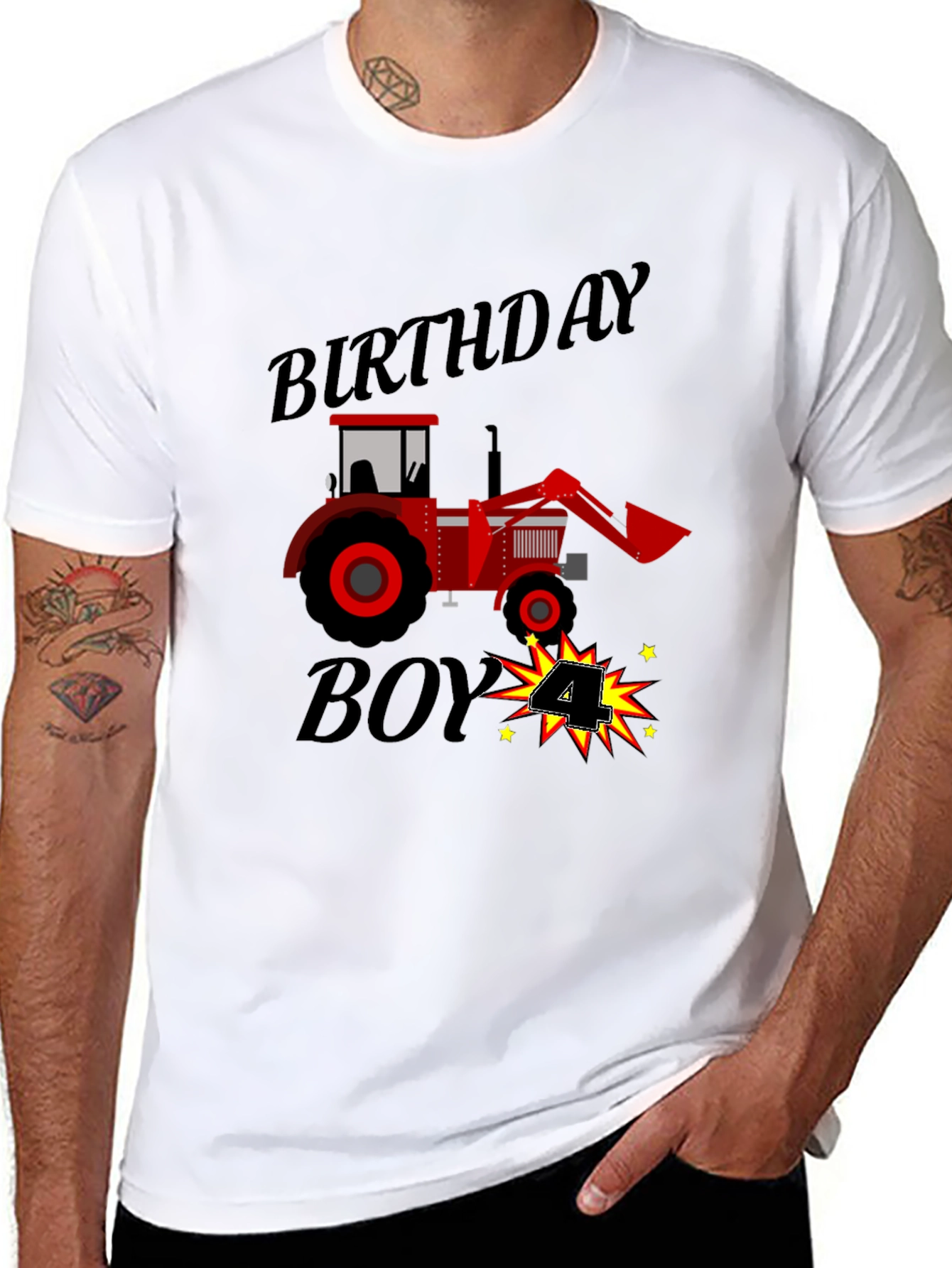 Birthday Boy Tractor T-Shirt - 4th Birthday