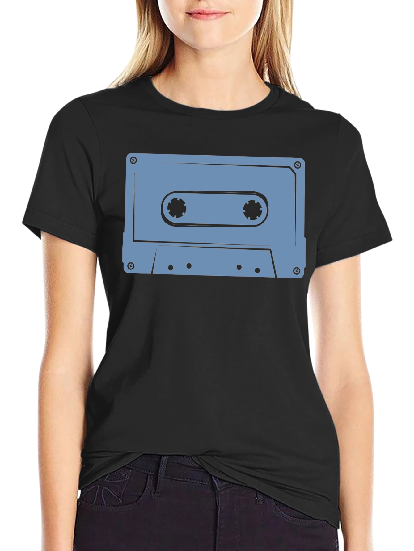 Retro Cassette Tape Graphic T-Shirt - Black