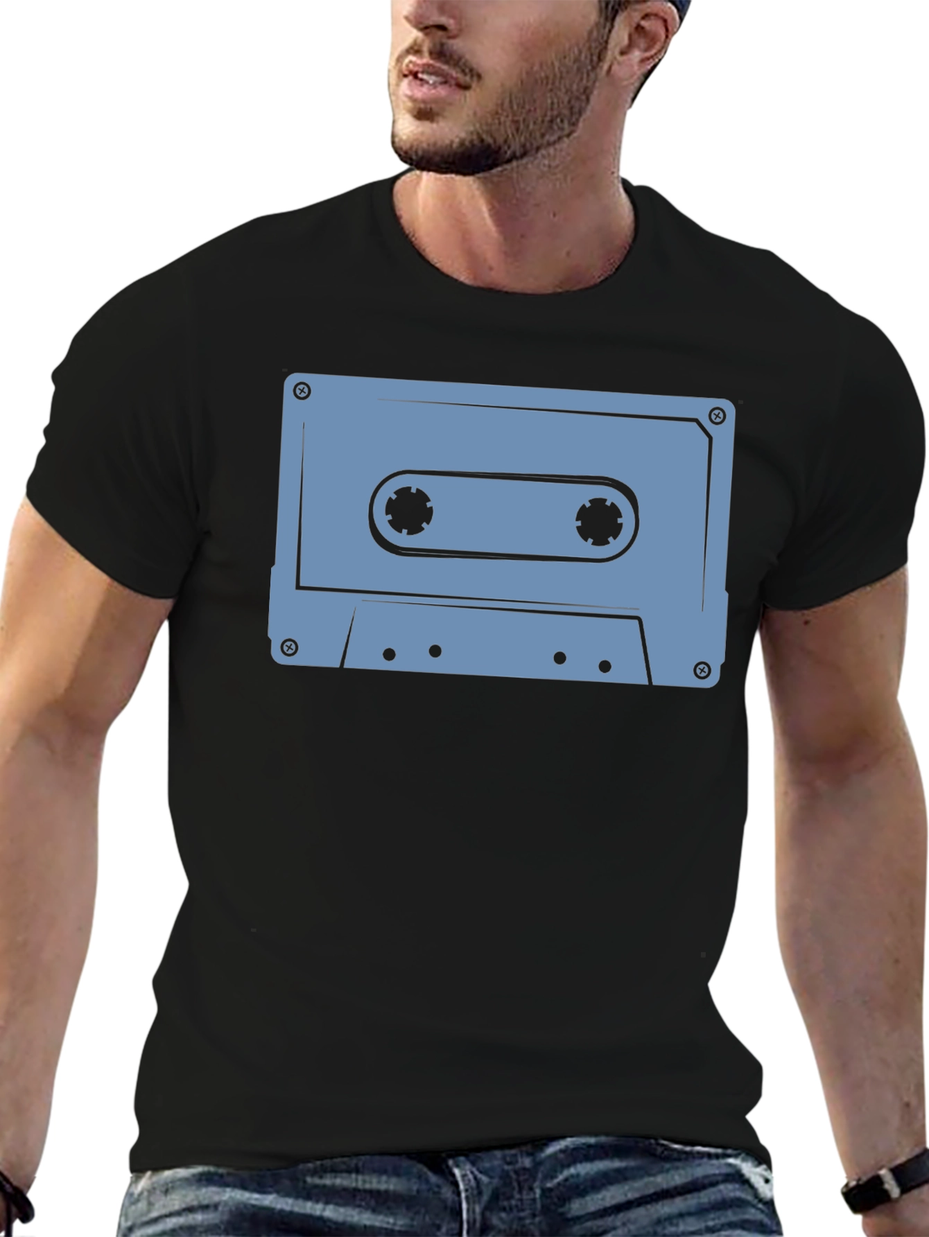 Retro Cassette Tape Graphic T-Shirt - Black