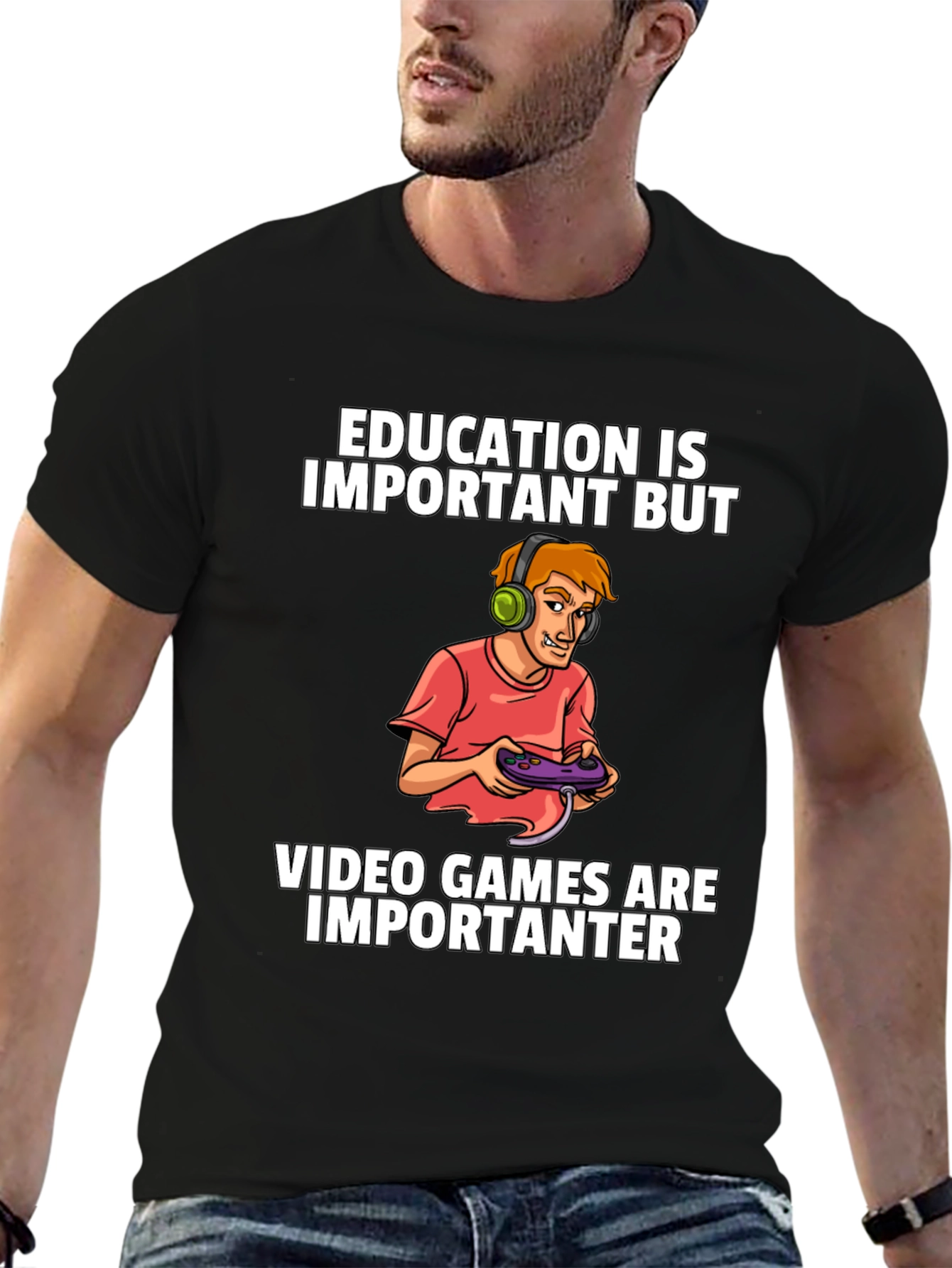 Gamer T-Shirt: Education vs. Video Games