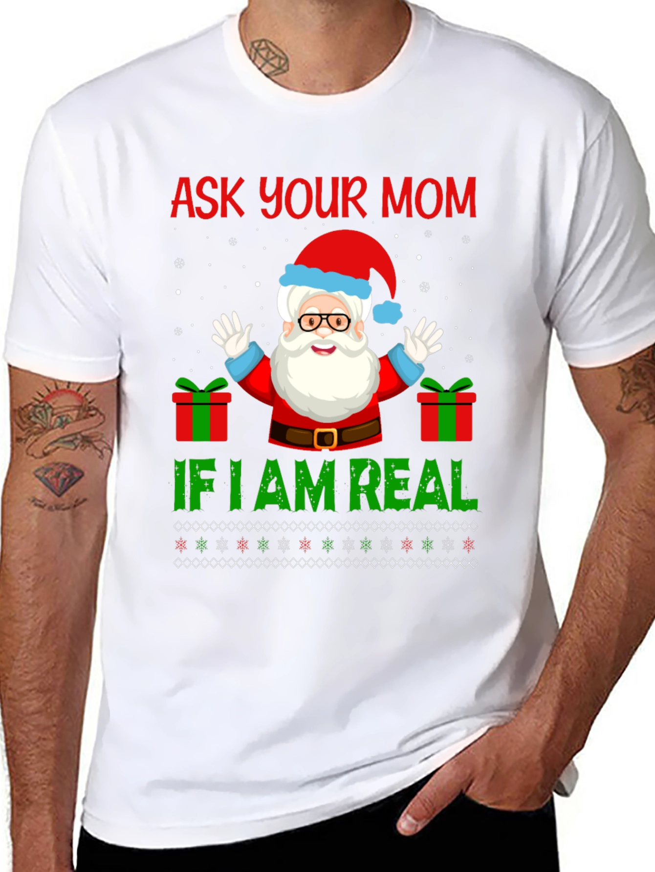 Ask Your Mom If Im Real Christmas Santa T-Shirt