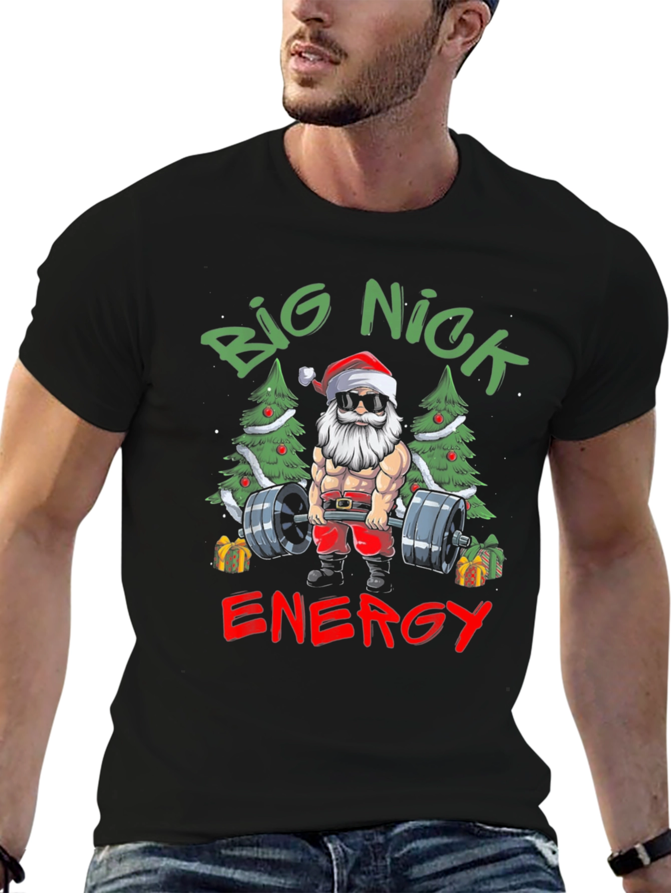 Big Nick Energy Santa T-Shirt - Christmas Gym Wear