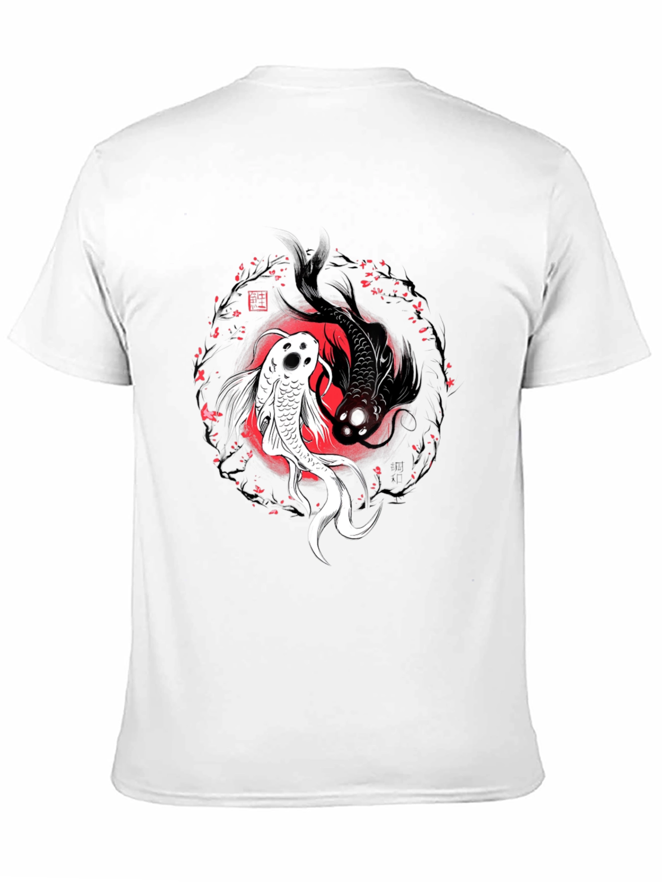 Yin Yang Koi Fish Graphic Tee - Black