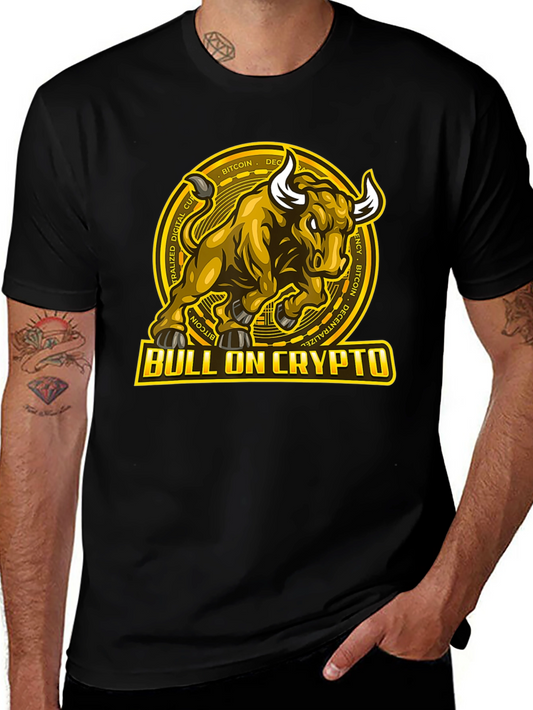 Bull on Crypto Bitcoin T-Shirt - Decentralized Digital Currency Tee