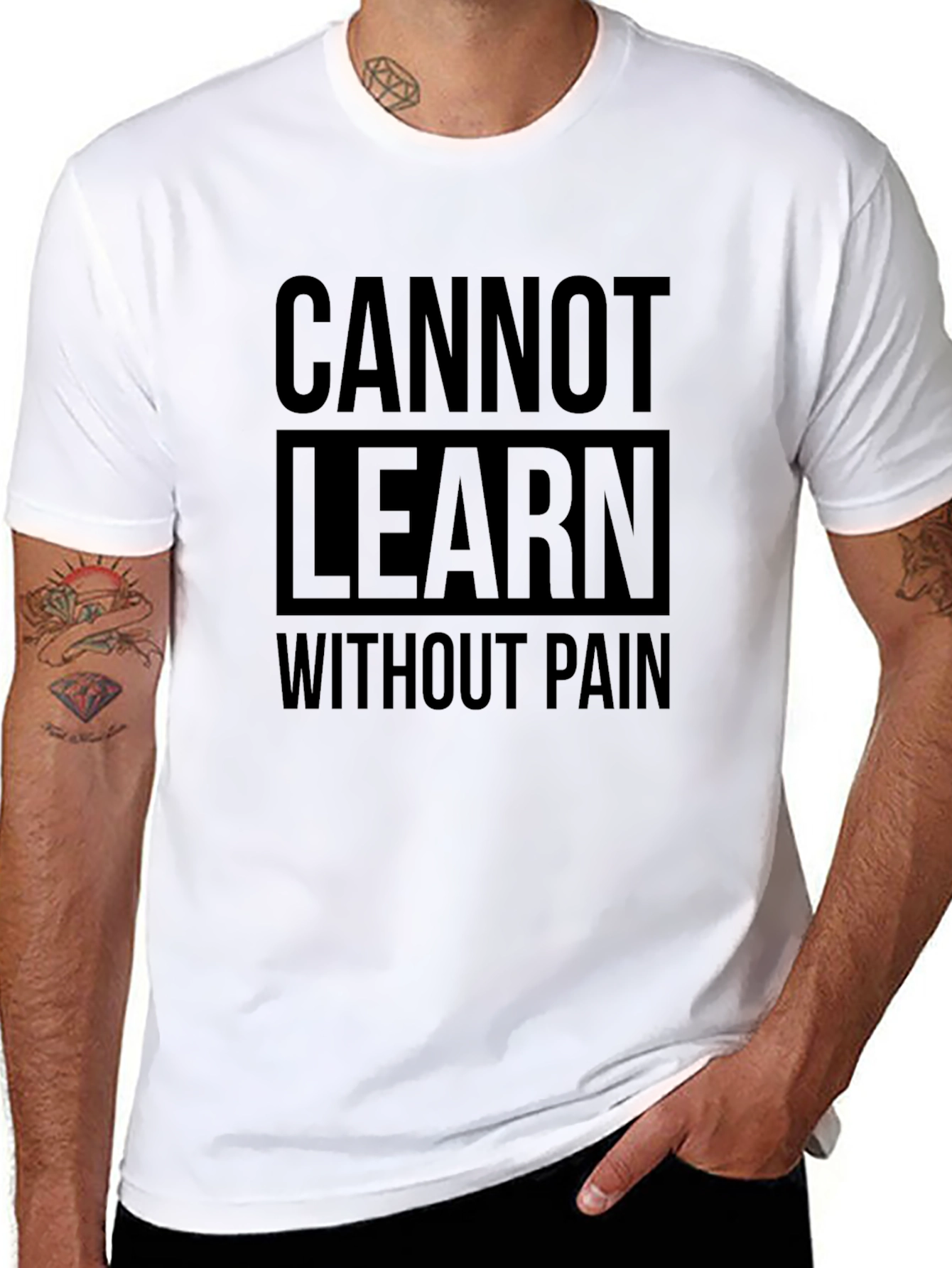 Cannot Learn Without Pain Black T-Shirt