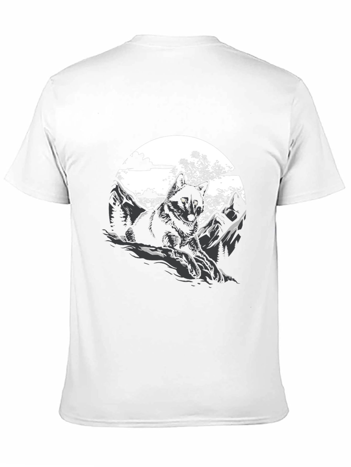 Wolf & Mountain Graphic T-Shirt - Stylish Mens Tee