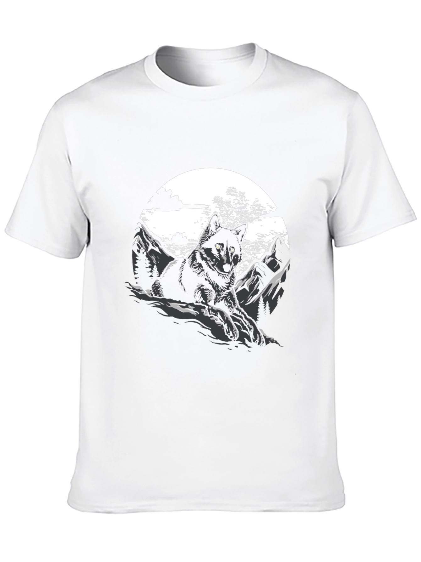 Wolf & Mountain Graphic T-Shirt - Stylish Mens Tee