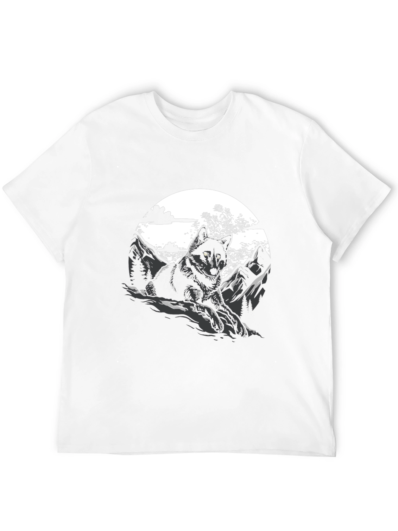 Wolf & Mountain Graphic T-Shirt - Stylish Mens Tee