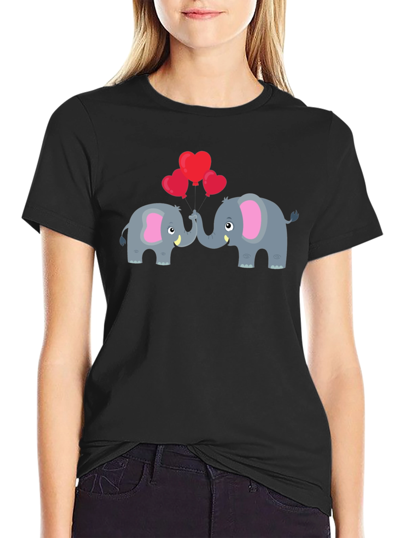 Elephant Love T-Shirt - Black