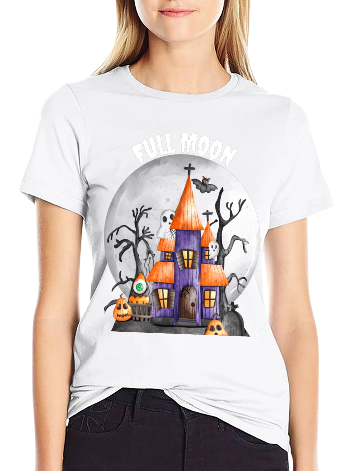 Full Moon Halloween House T-Shirt