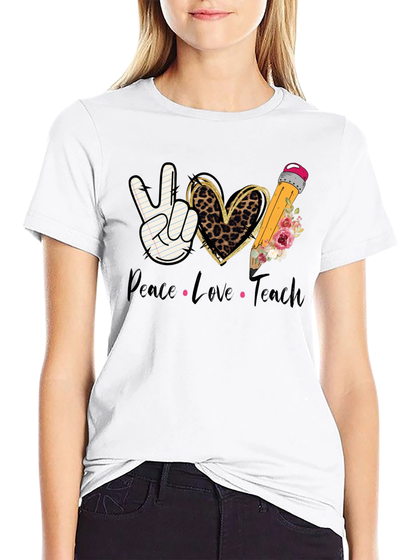 Peace Love Teach T-Shirt - Teacher Appreciation