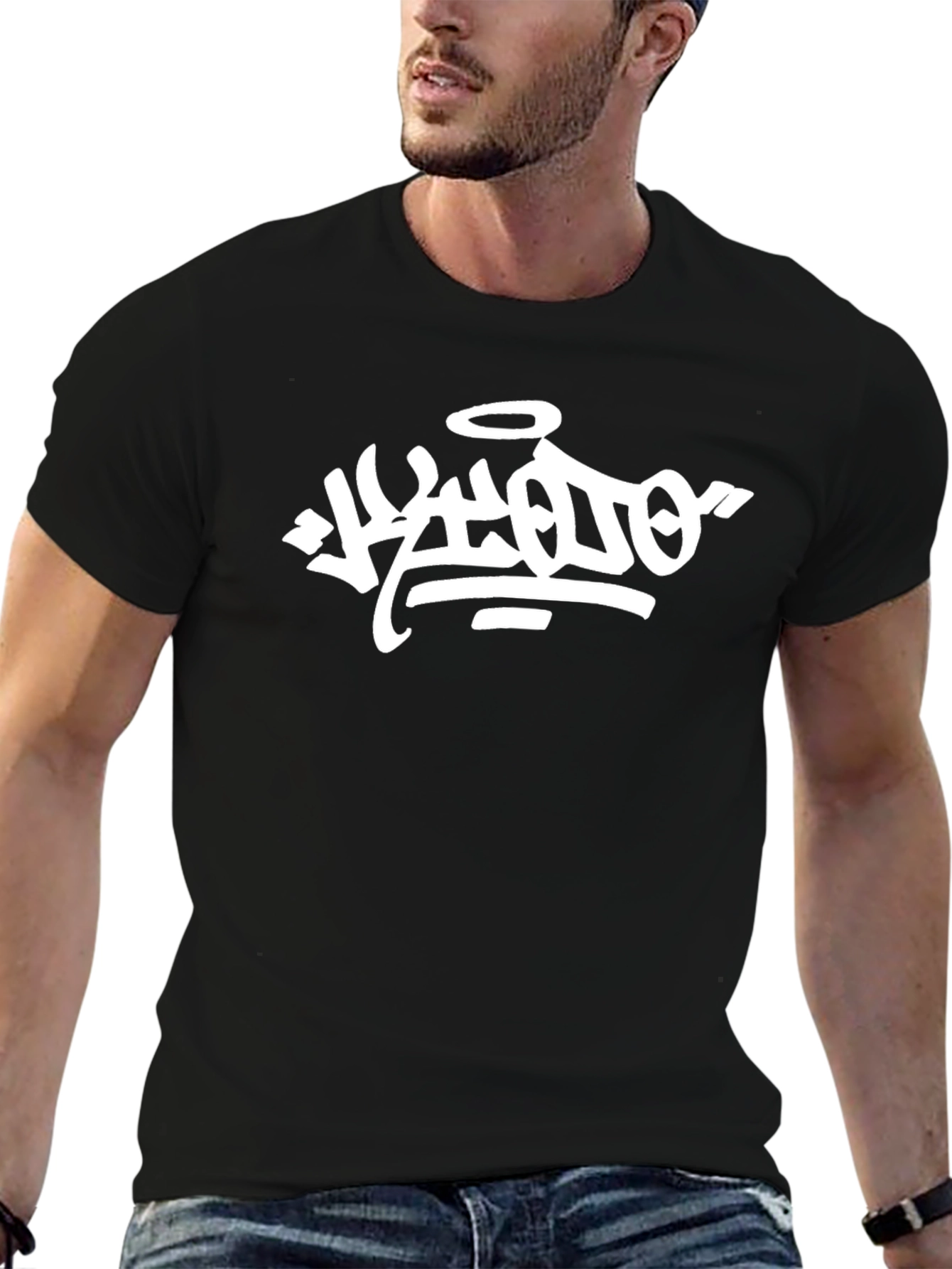 Cool Graffiti Art Black Cotton T-Shirt