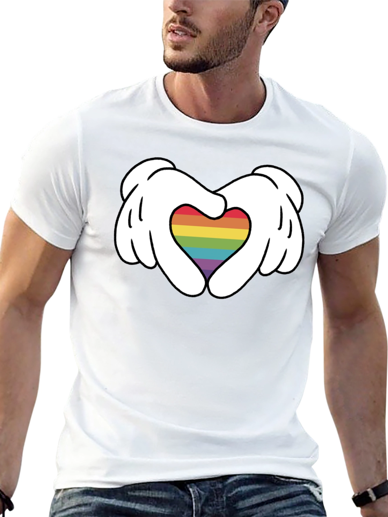Pride Heart Hands Graphic Tee - Black