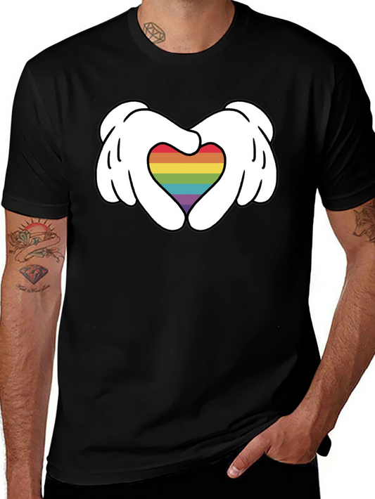 Pride Heart Hands Graphic Tee - Black