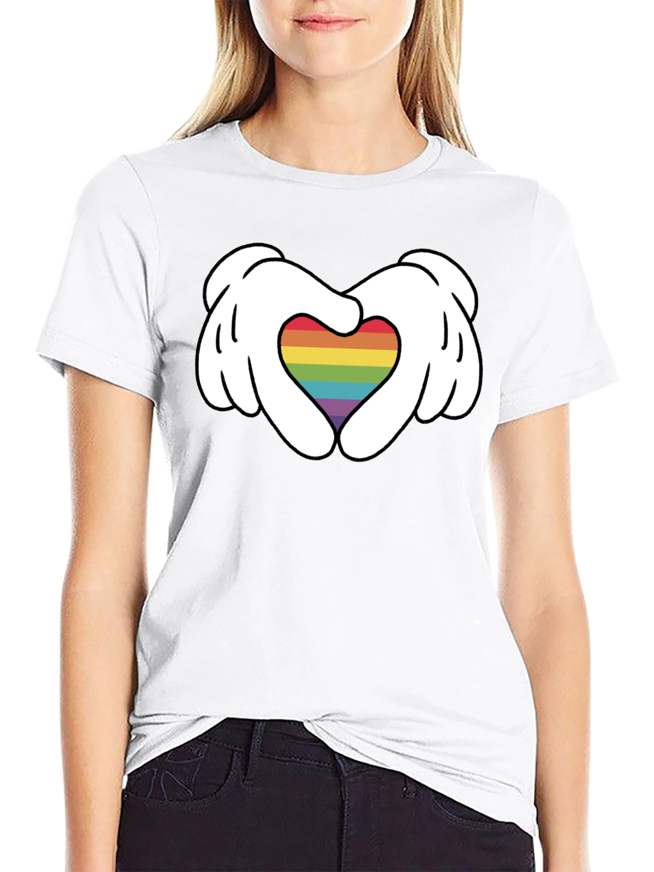 Pride Heart Hands Graphic Tee - Black
