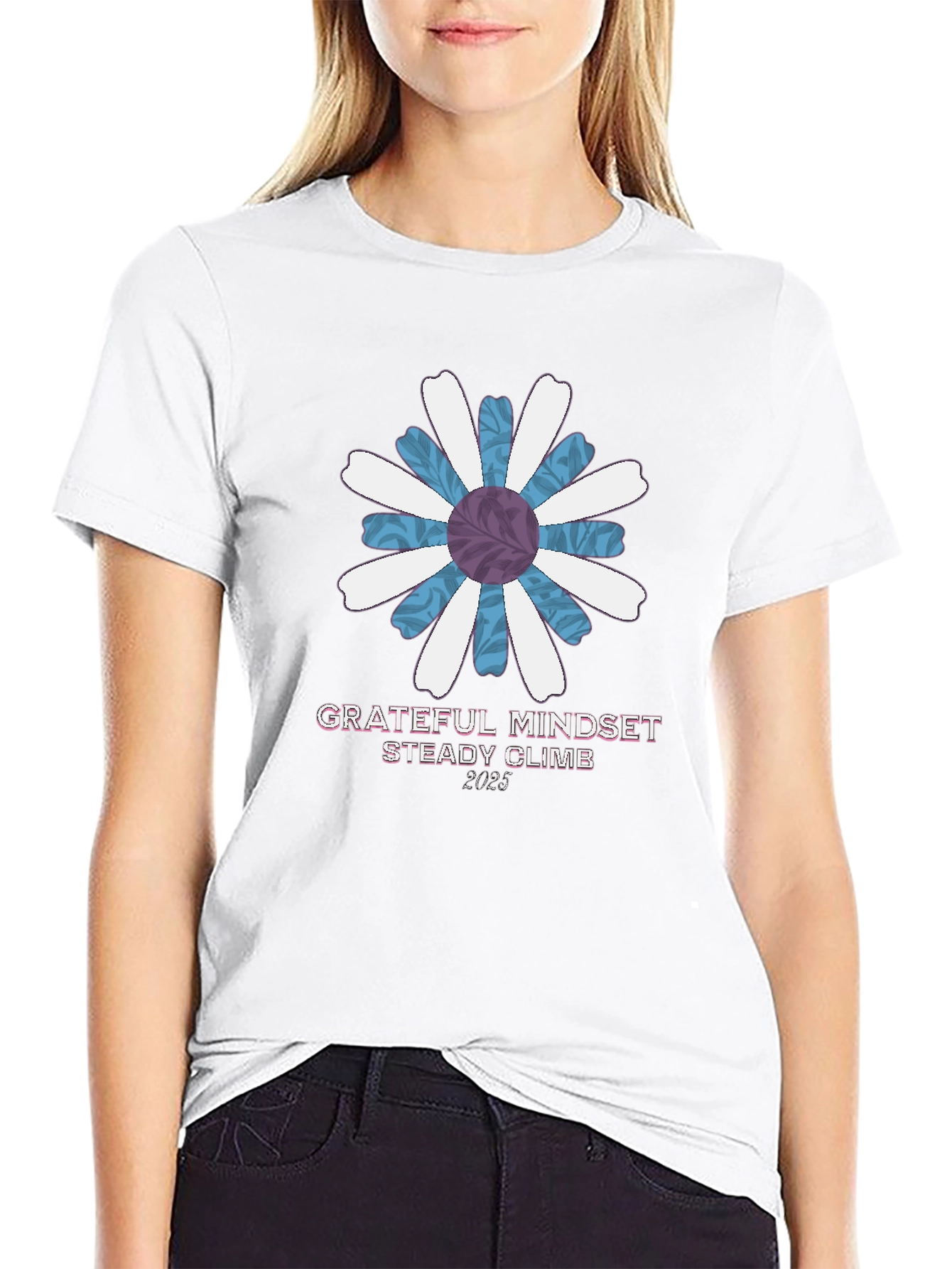Grateful Mindset Tee - Floral Graphic Print