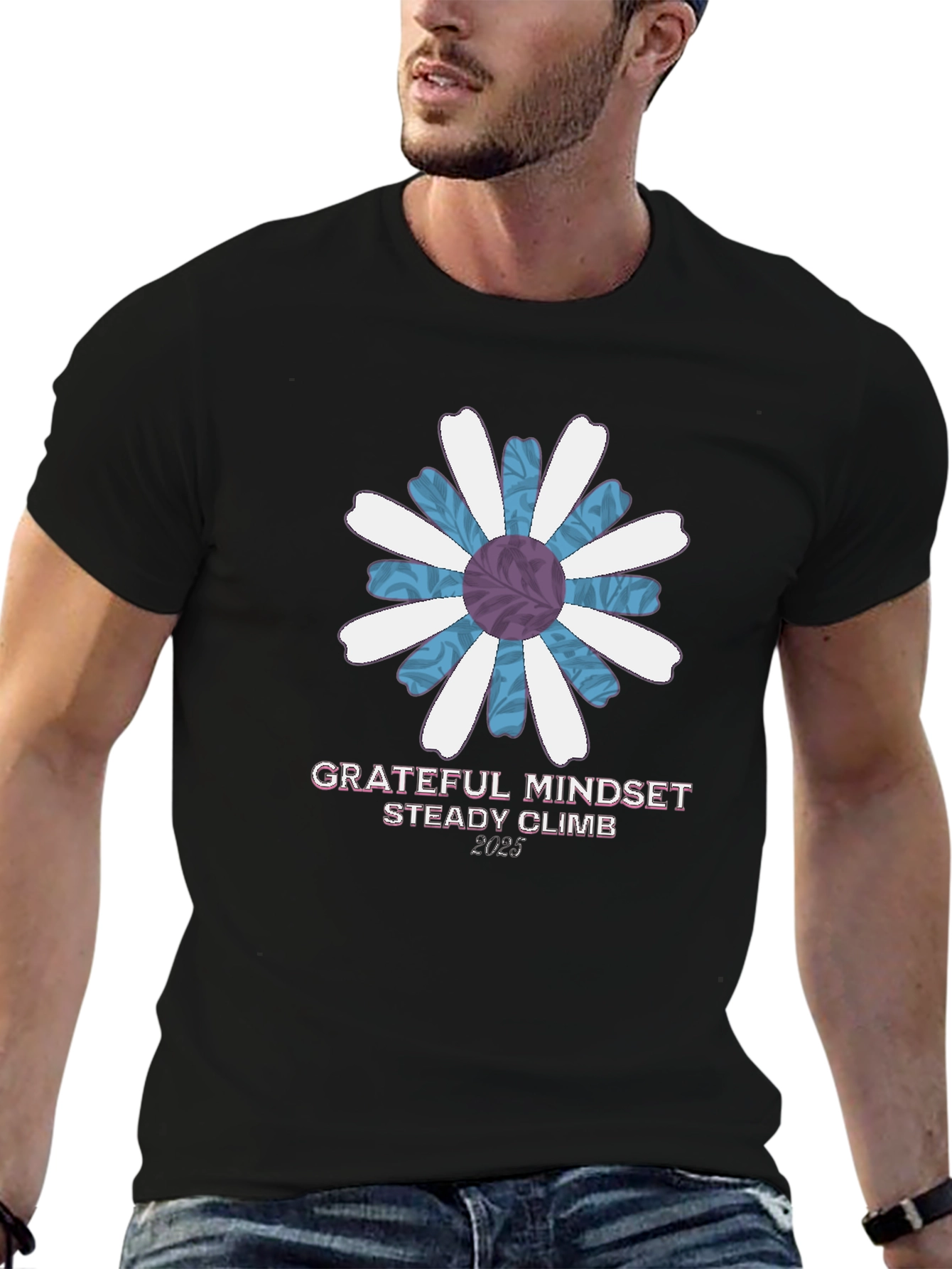 Grateful Mindset Tee - Floral Graphic Print