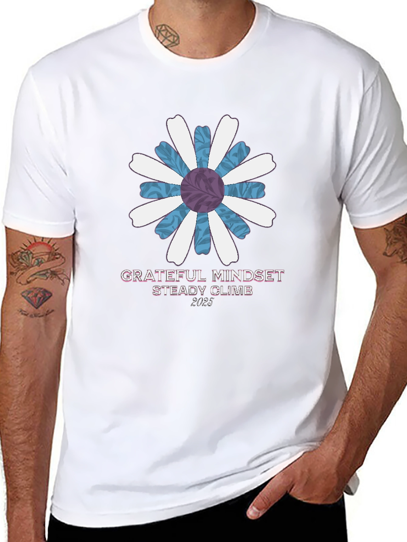 Grateful Mindset Tee - Floral Graphic Print