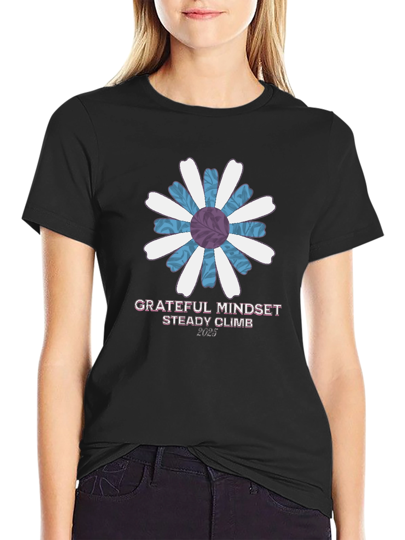 Grateful Mindset Tee - Floral Graphic Print