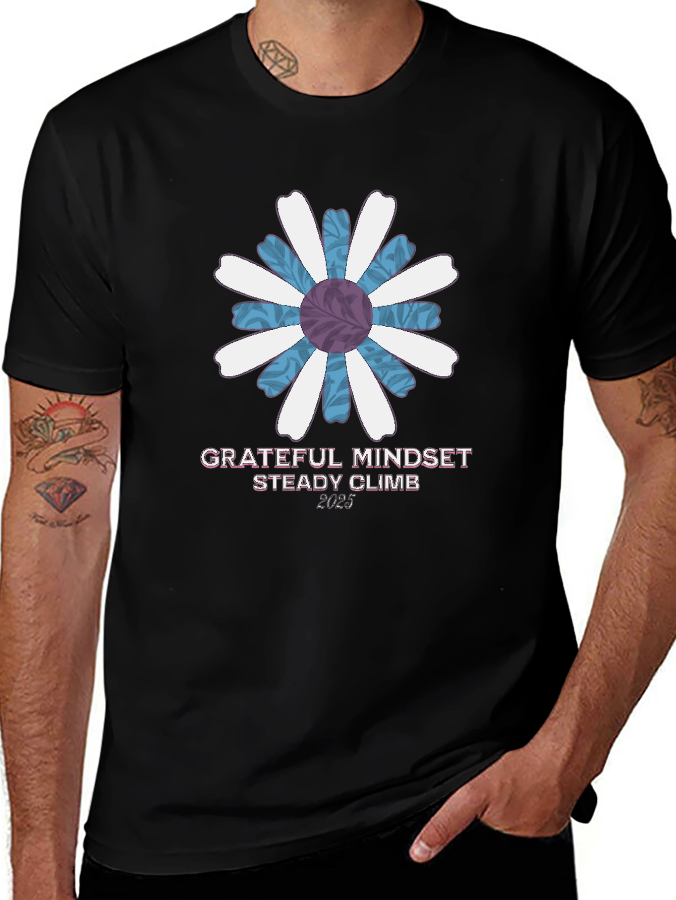 Grateful Mindset Tee - Floral Graphic Print