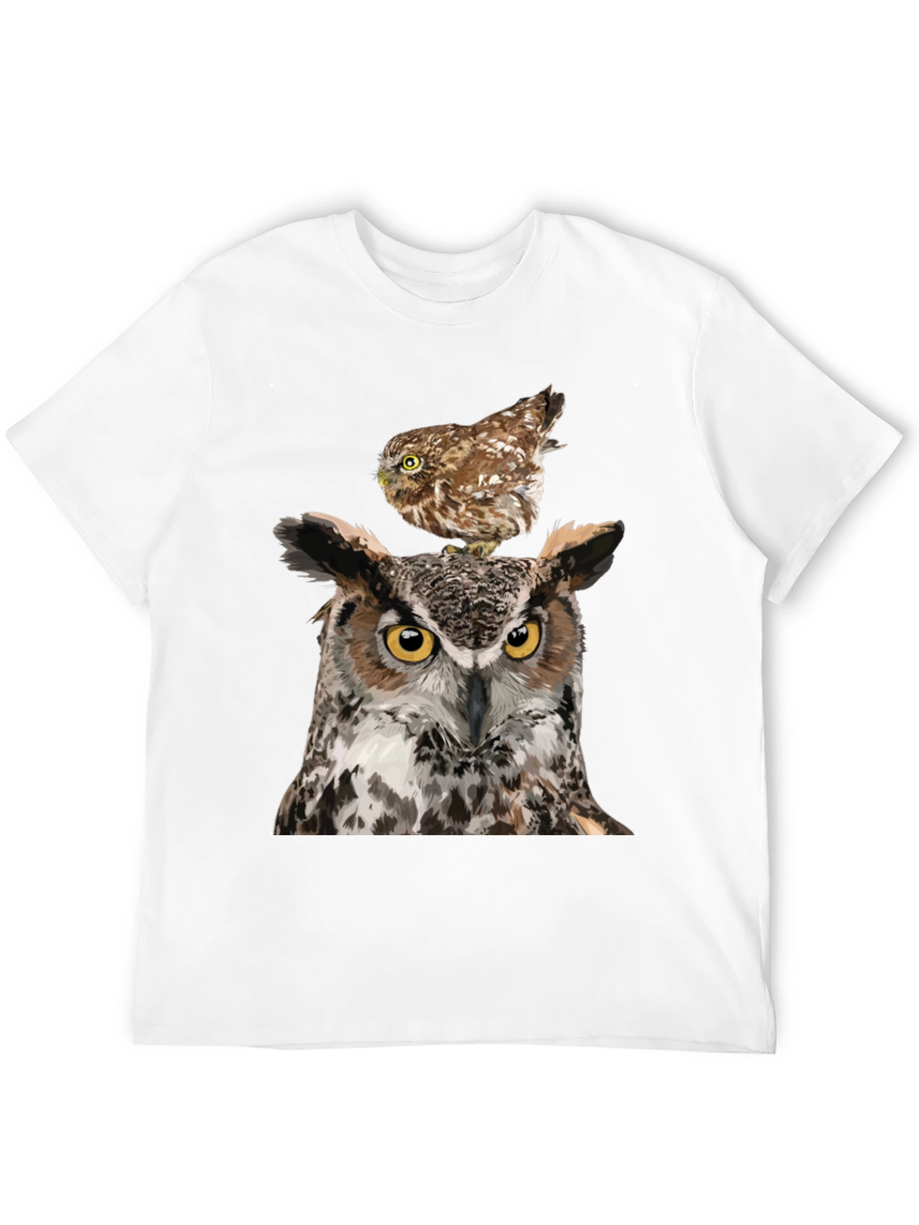 Owl T-Shirt: Two Owls Graphic Print Tee
