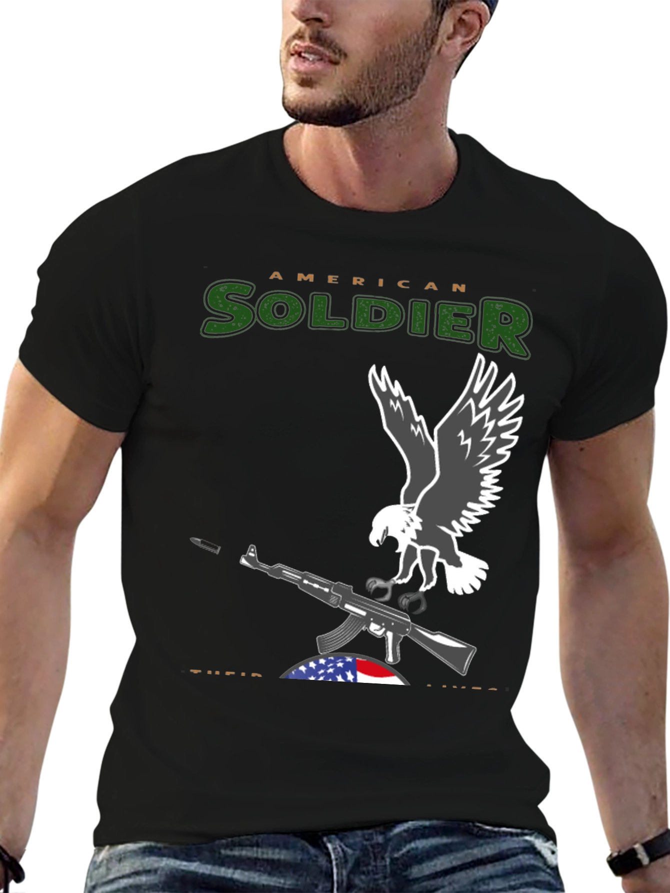 American Soldier Eagle Graphic T-Shirt