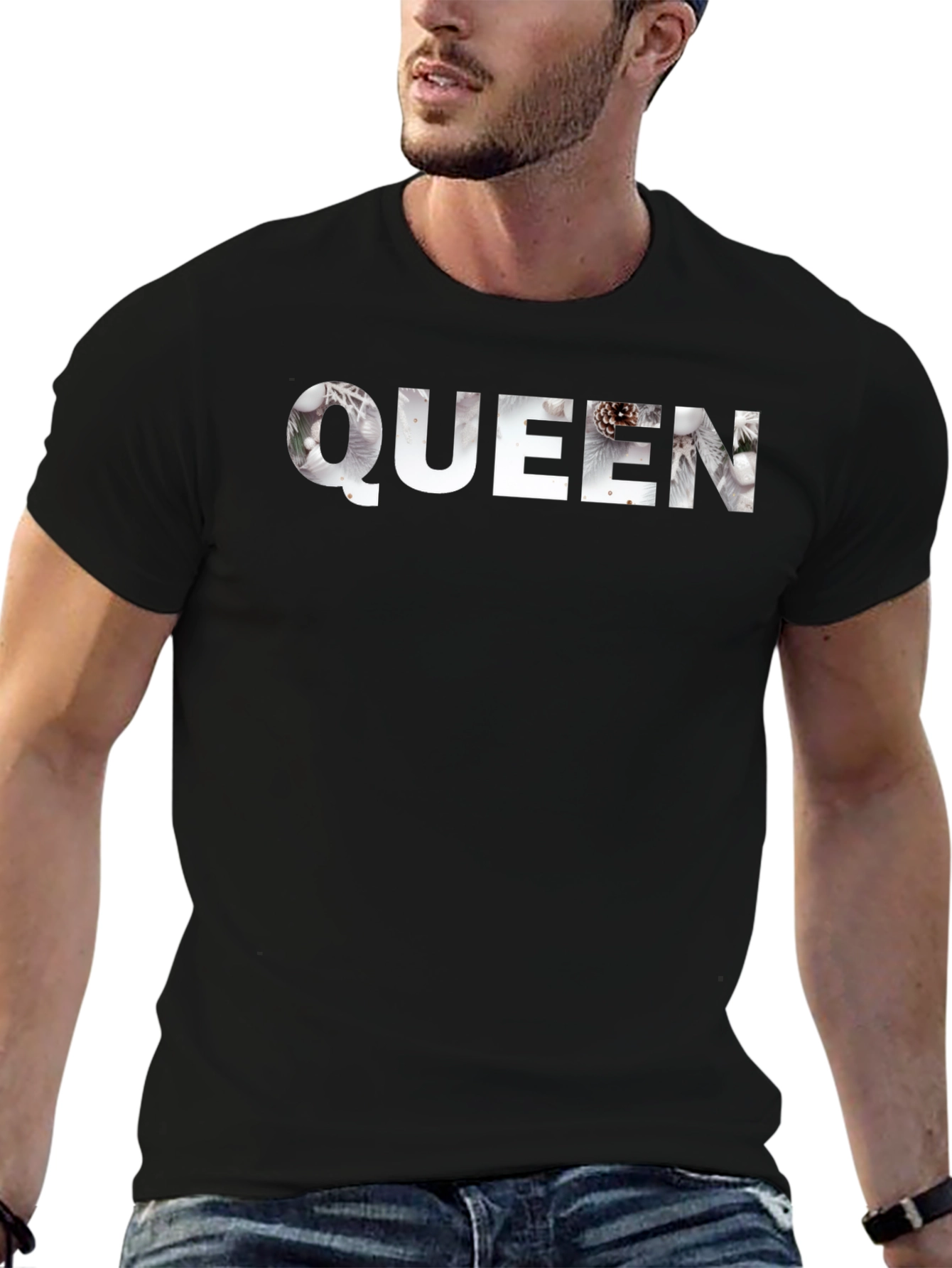 Queen Winter Scene Black T-Shirt