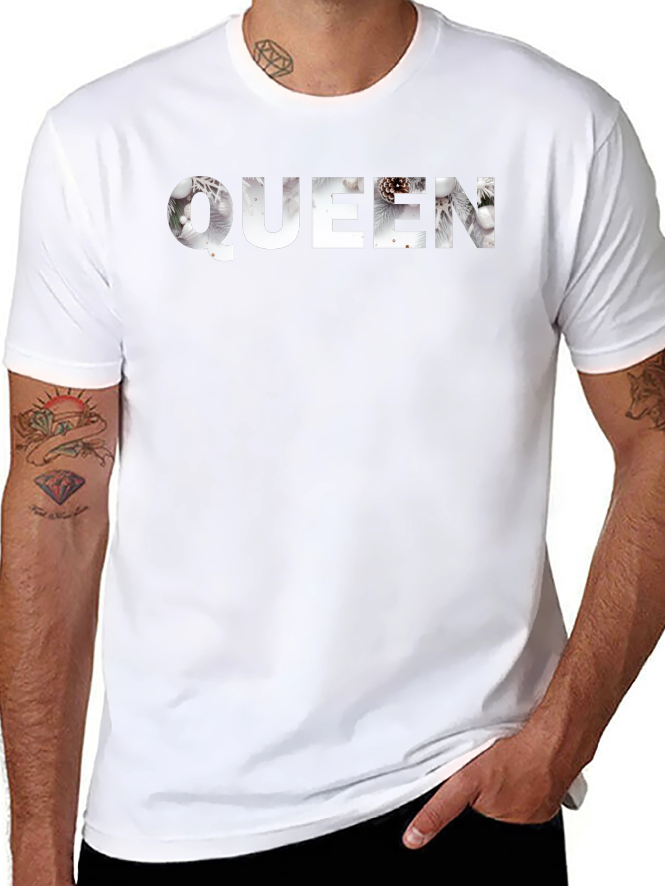 Queen Winter Scene Black T-Shirt