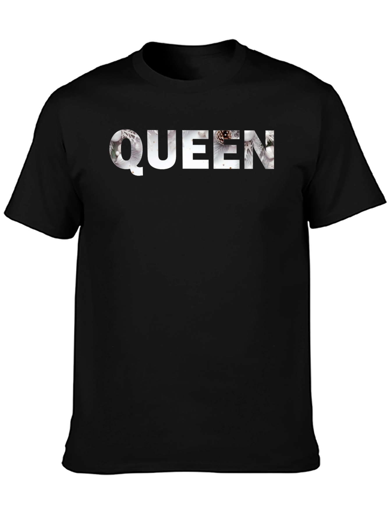 Queen Winter Scene Black T-Shirt