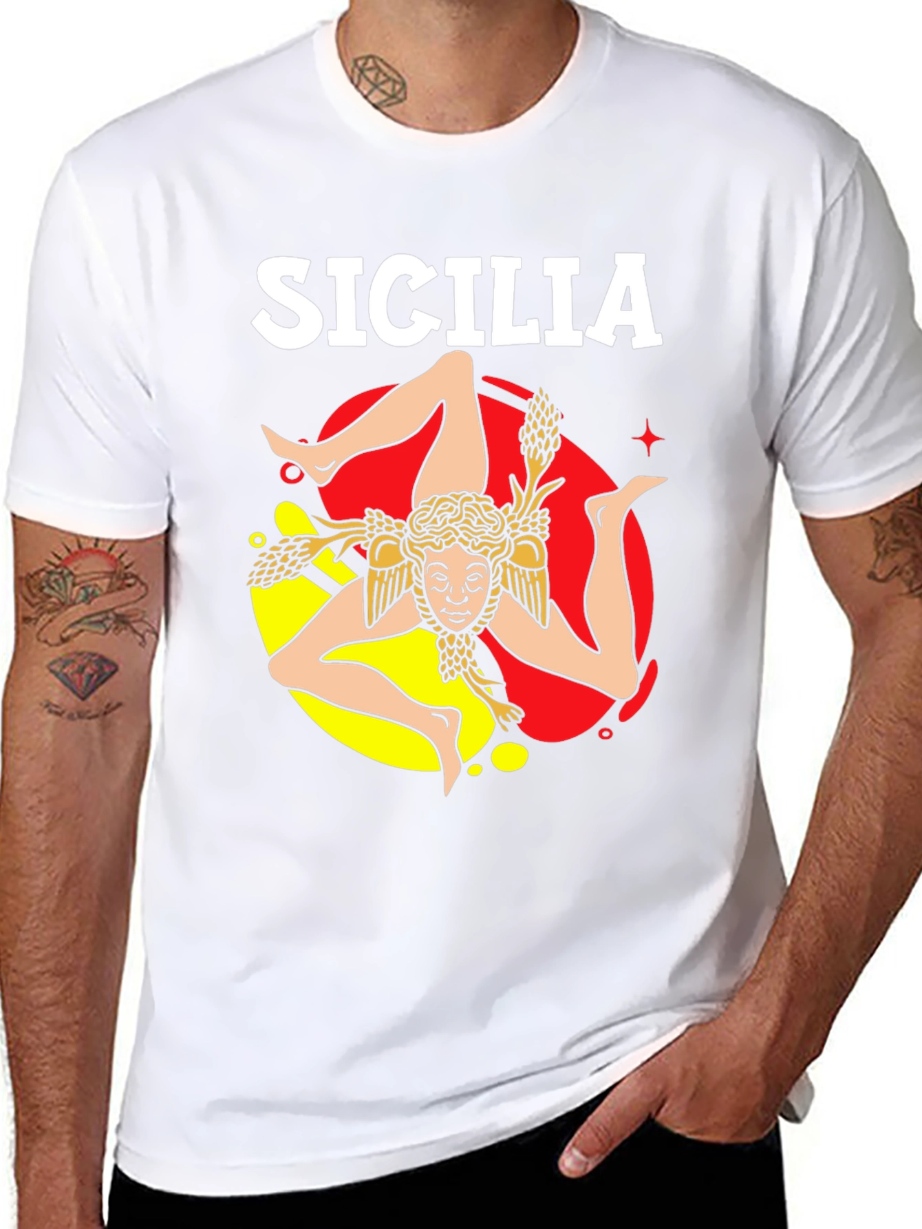 Sicilia T-Shirt Trinacria Symbol Design