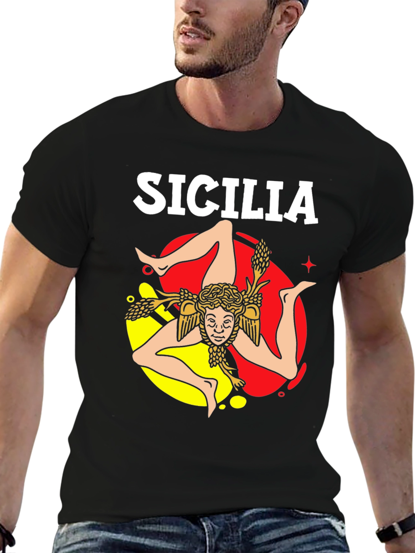 Sicilia T-Shirt Trinacria Symbol Design