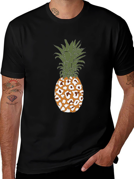 Mens Pineapple Leopard Print Graphic T-Shirt