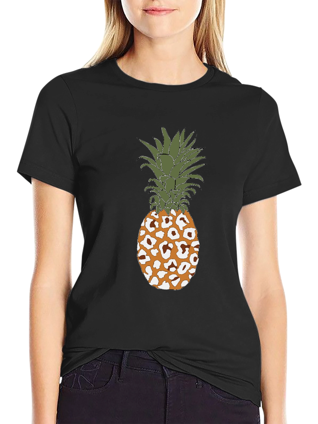 Mens Pineapple Leopard Print Graphic T-Shirt