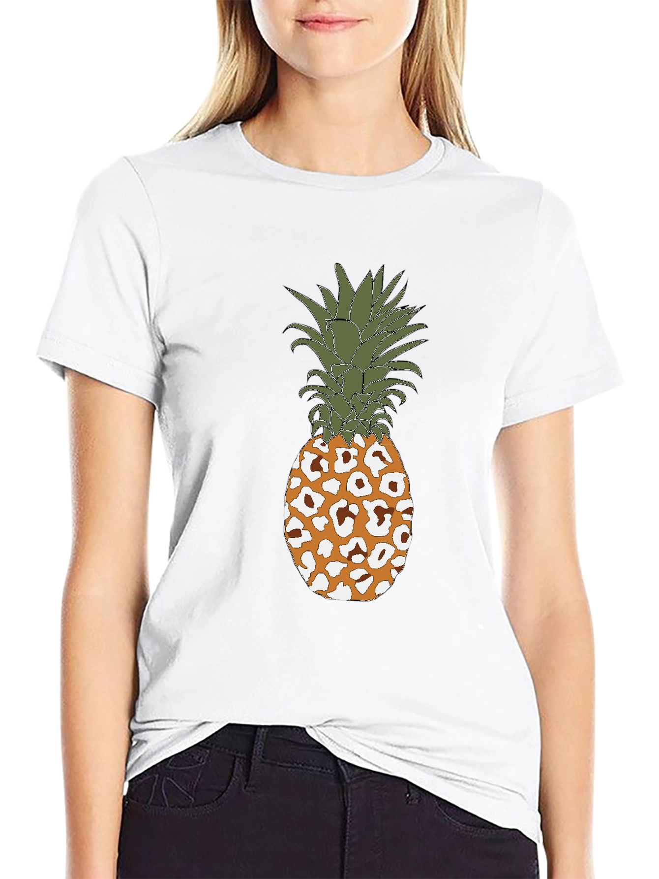 Mens Pineapple Leopard Print Graphic T-Shirt