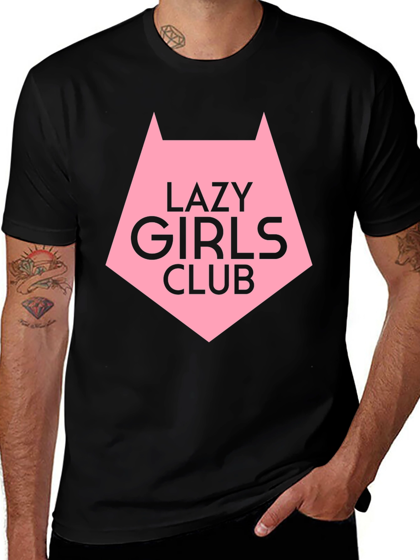 Lazy Girls Club Graphic Tee - Black Cotton T-Shirt