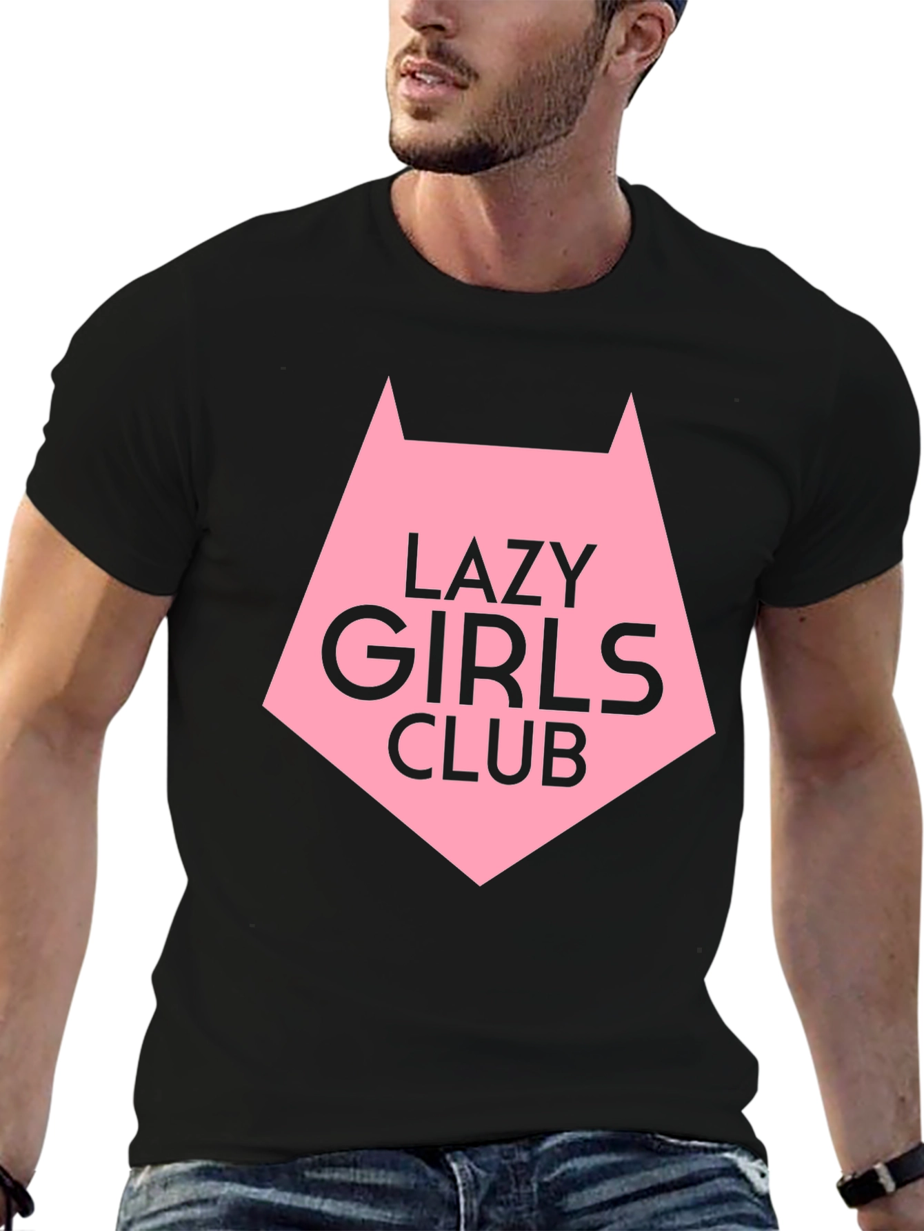 Lazy Girls Club Graphic Tee - Black Cotton T-Shirt