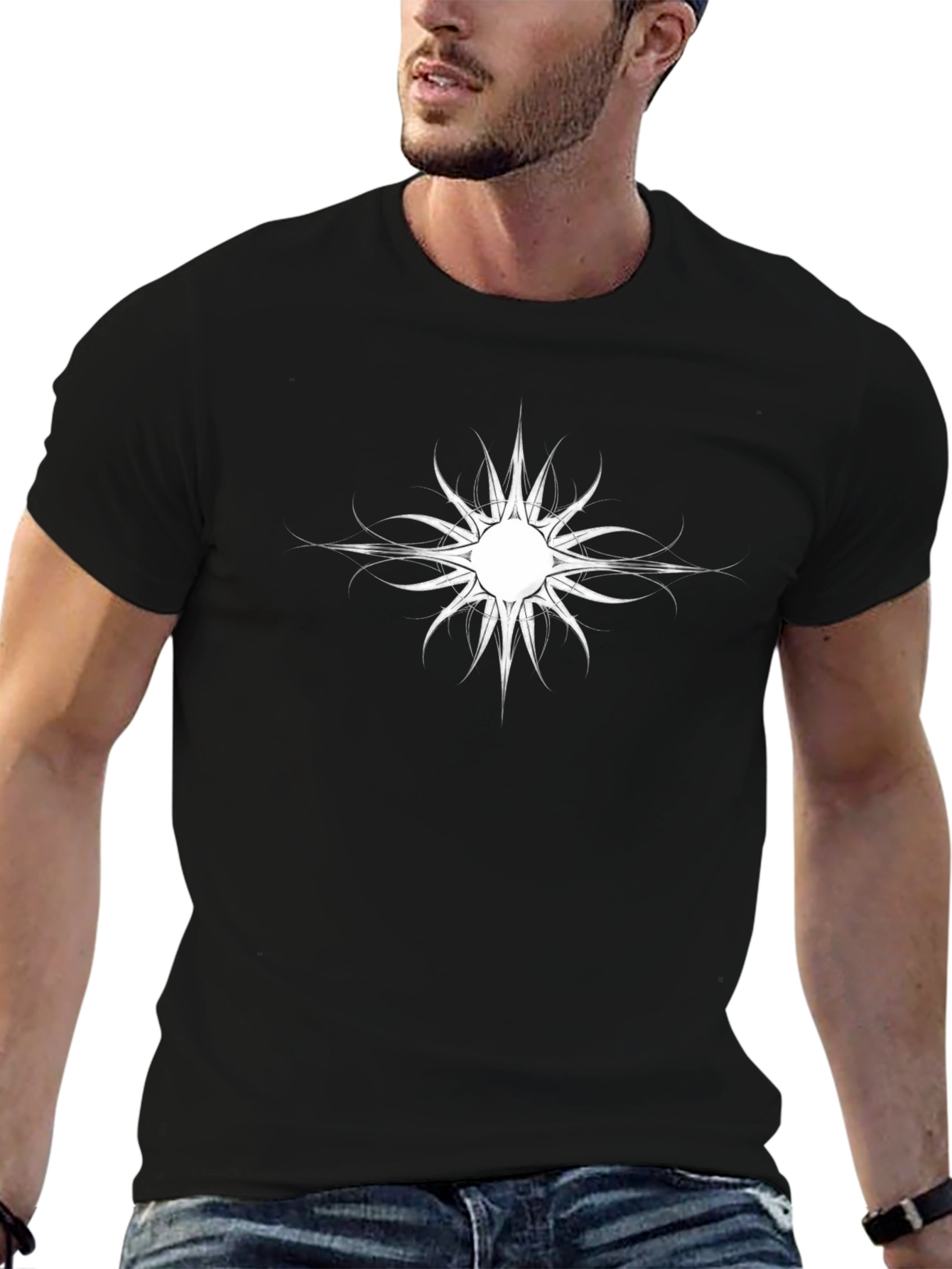 Unique Graphic Print Black T-Shirt for Men